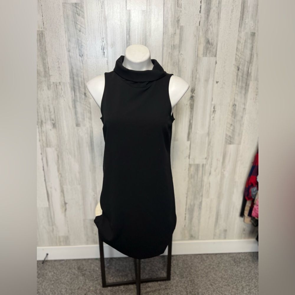Banana Republic Black Mock Neck Dress | Sleeveless Shift Midi – Size Small